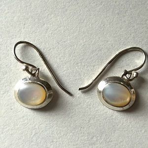 White MOP Minimalist 925 Sterling Silver Earrings